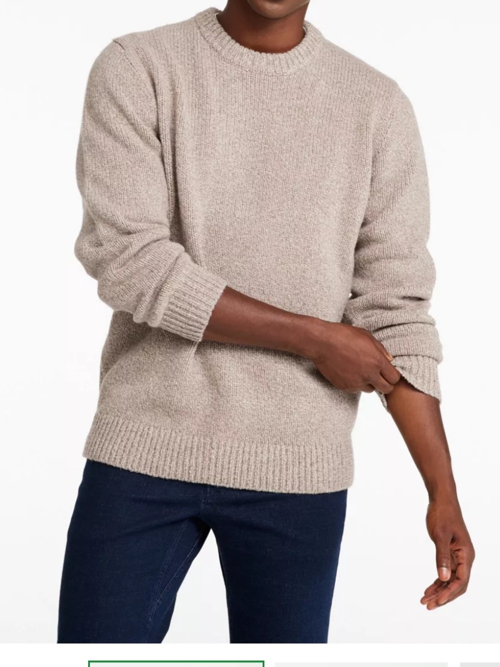 L.L. Bean Men’s Ragg Wool Sweater Small Beige Lambswool Pullover Crewneck Preppy
